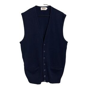 VTG Tundra Canada Sweater Vest Wool Blend Men’s L Navy Dark Eclectic Academia‎